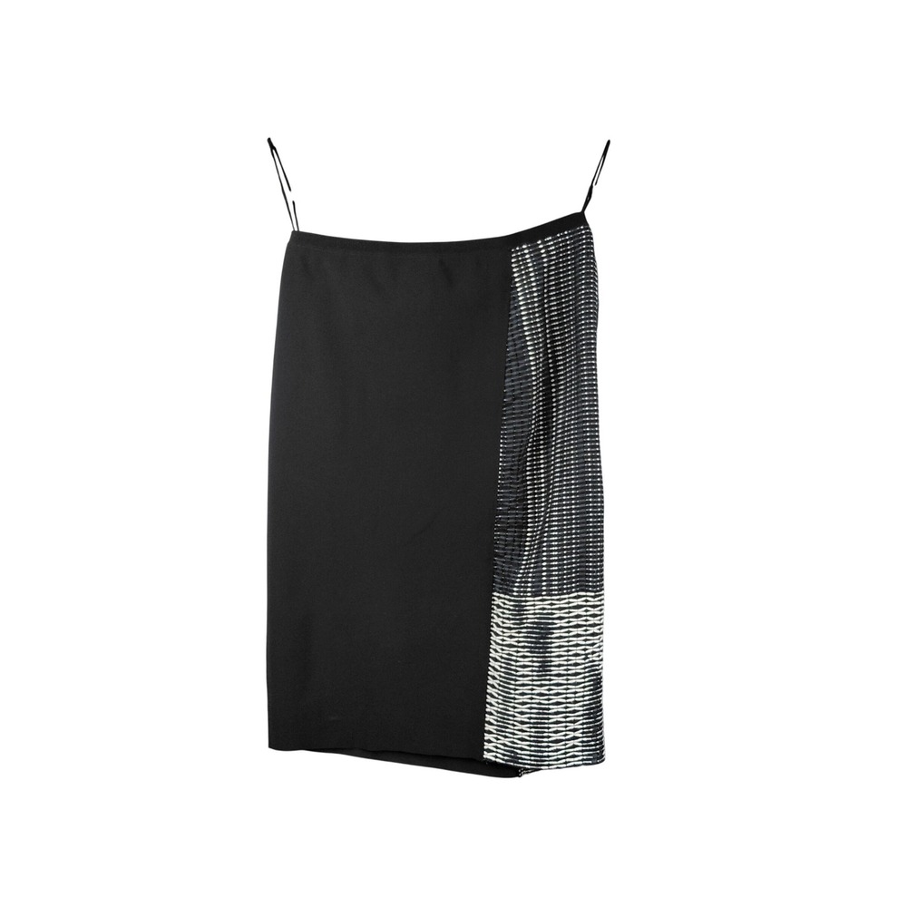 ELIE TAHARI Black‎ Sheath Skirt with Geometric Panel Midi Length US 4